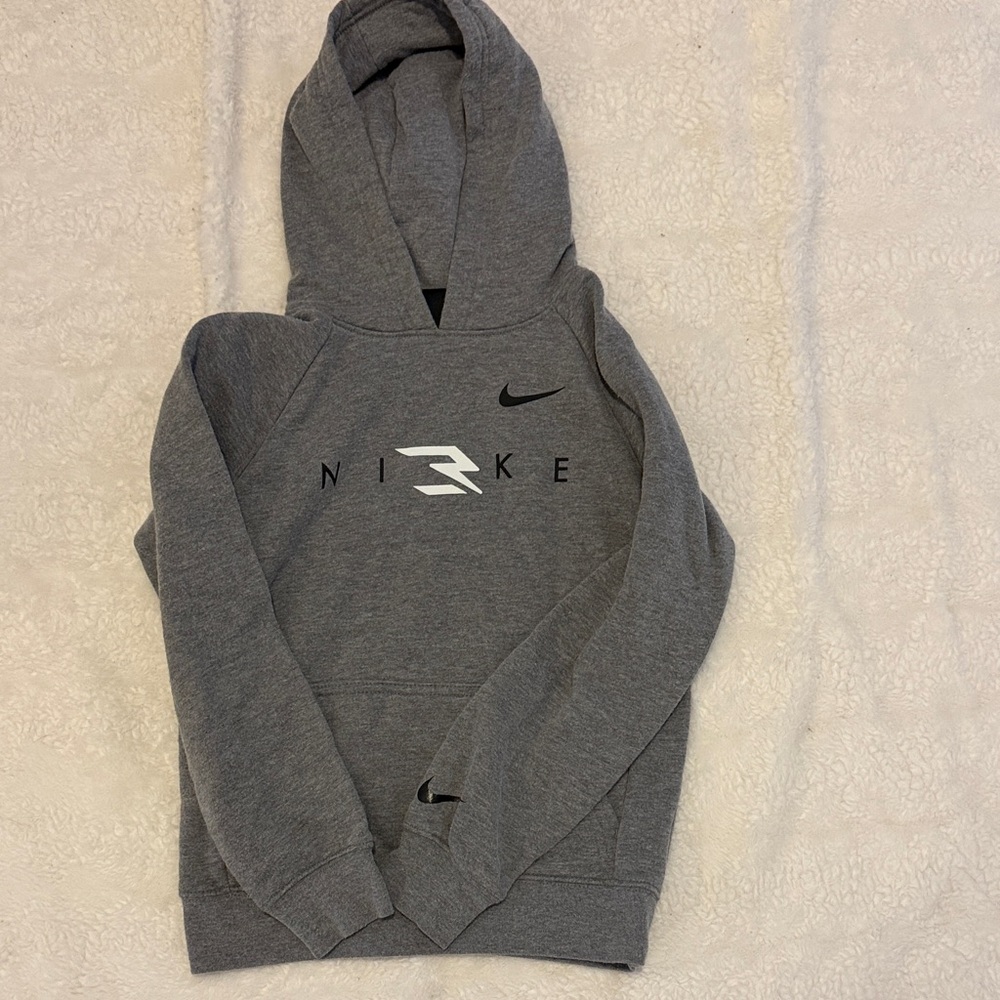 Nike Gray Pullover Hoodie with White Logo Accents